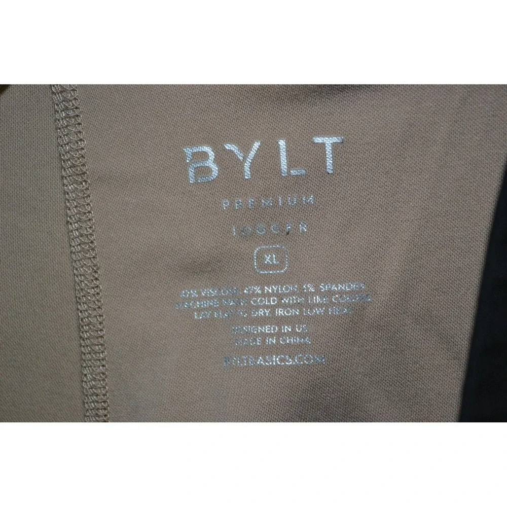 BYLT Premium Jogger Pants Mens XL Khaki Tan Zip Pocket‎ Drawstring Tapered Cuff